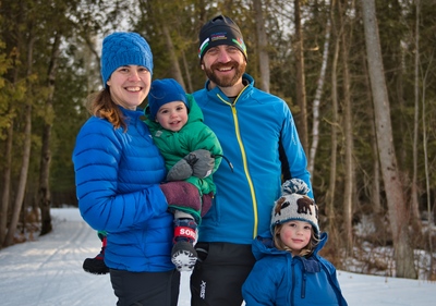 Family of four in winter